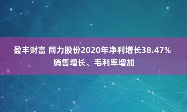 盈丰财富 同力股份2020年净利增长38.47% 销售增长、毛利率增加